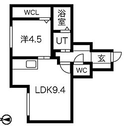 フェリス円山 1LDKの間取図画像