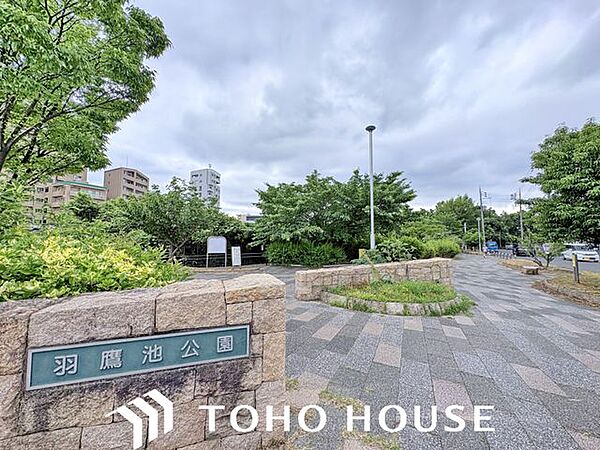 散歩やジョギングに最適な「はたかいけ公園」まで徒歩6分 450m