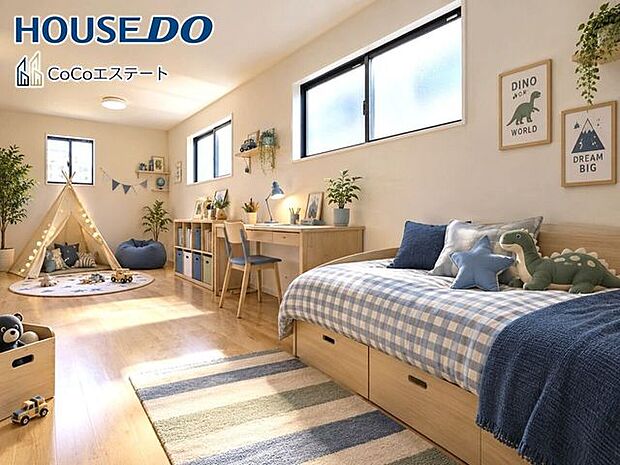 □■洋室■□※家具・小物・CG等はイメージです。4.5帖+5.6帖の洋室です♪お子様の成長やライフスタイルに合わせて間仕切り対応可能なお部屋です。