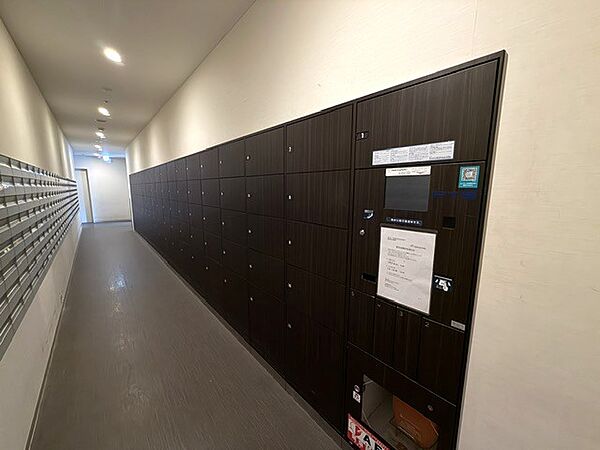 入館を許可された特定の配達員が、新聞を自宅の玄関先まで直接届けてくれるダイレクトデリバリーシステム。留守中に届けられた荷物は1階の宅配ボックスで受け取り保管されます。