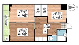 コーポコーベル2 3DKの間取図画像
