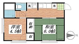 針ケ谷サンハイツ2 2Kの間取図画像