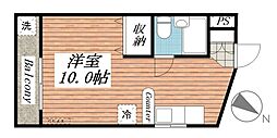 二荒町パークハイツ ワンルームの間取図画像