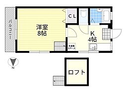 フォレスト2 1Kの間取図画像