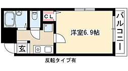 e池下 1Kの間取図画像