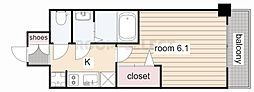 プレサンスTHEMOTOYAMA 1Kの間取図画像
