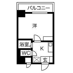 ヒルズ千種 1Kの間取図画像