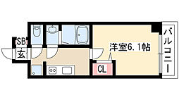 プレサンスTHEMOTOYAMA 1Kの間取図画像