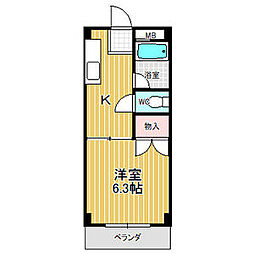 コーポ山の田 1Kの間取図画像
