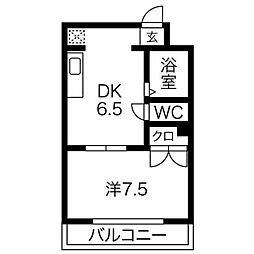 コーポ二村 1DKの間取図画像