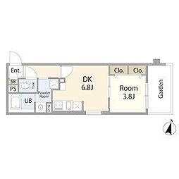 リーデンス名古屋駅西 1DKの間取図画像