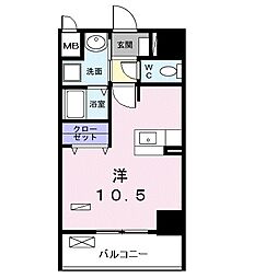 ザ・ノーブル・レジデンス上更 ワンルームの間取図画像