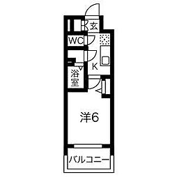 ディアレイシャス上前津 1Kの間取図画像