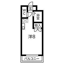 ホーメストつるまい ワンルームの間取図画像