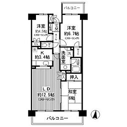白壁パーク・ホームズ 3LDKの間取図画像