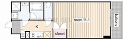 BSRESIDENCESAKAE 1Kの間取図画像