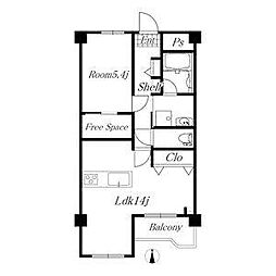 第2水野マンション 1LDKの間取図画像