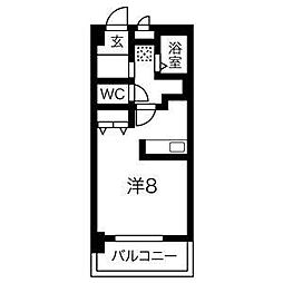 サンパレス植田 1Kの間取図画像