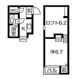 プレジール 1Kの間取図画像