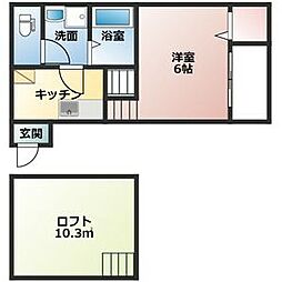 インペリアル中村 1SKの間取図画像
