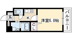 meLiV桜山 1Kの間取図画像
