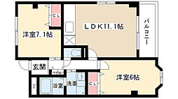 エレガンテ京命 2LDKの間取図画像