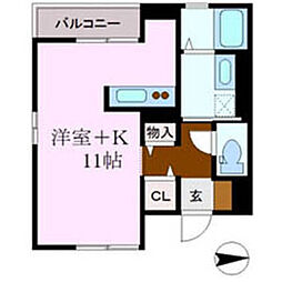 クレール・シャンブル2 1Kの間取図画像