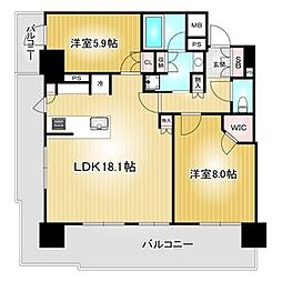 ザ・ファインタワー名古屋今池 2LDKの間取図画像