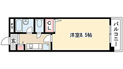 ハイネス修芳 1Kの間取図画像