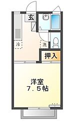 エヴァース藤ケ丘 1Kの間取図画像