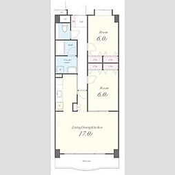 リーフマンショングランディア 2LDKの間取図画像
