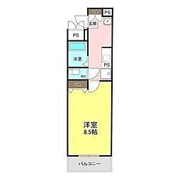 シティハイムアイランド打中 1Kの間取図画像