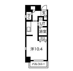 ベルルージュ中村公園 ワンルームの間取図画像