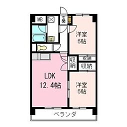 レージュ原 2LDKの間取図画像