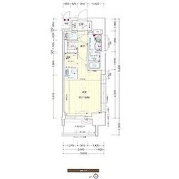 プレサンスジェネ葵 1Kの間取図画像