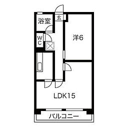 第一モナミマンション 1LDKの間取図画像