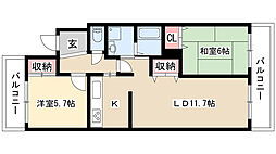 ヒルトップ東山 2LDKの間取図画像