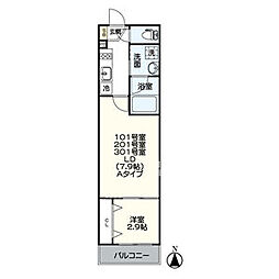 ジュネス稲葉地町 1LDKの間取図画像