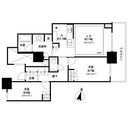 プラウドタワー名古屋栄 2LDKの間取図画像