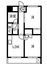 覚王ハイツ 2LDKの間取図画像