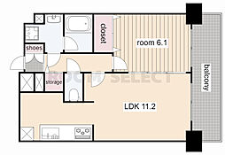 プレサンス名古屋STATIONアブソリュート 1LDKの間取図画像