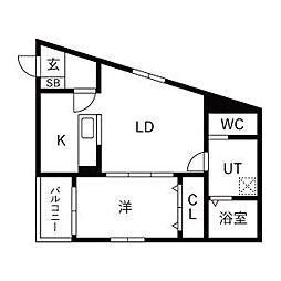 the GARDEN 金山 1LDKの間取図画像