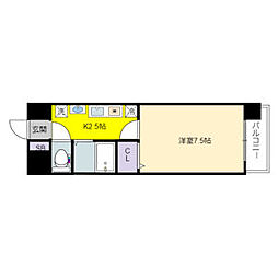 グランメール城西 1Kの間取図画像