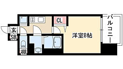 プレサンス上前津フィット 1Kの間取図画像