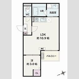 Jack nagaraI 1LDKの間取図画像