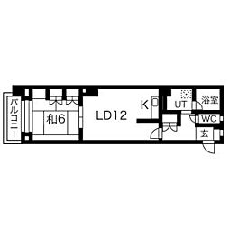 錦ハーモニー 1LDKの間取図画像