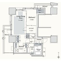 プラウドタワー名駅 1SLDKの間取図画像