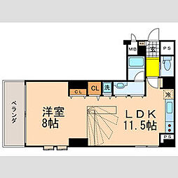 TKマンション 1LDKの間取図画像