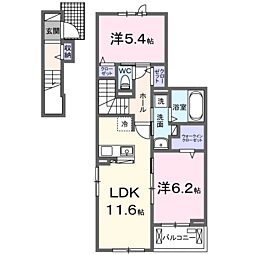 リバーサイド西山 2LDKの間取図画像