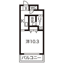 エルブ入船 1Kの間取図画像